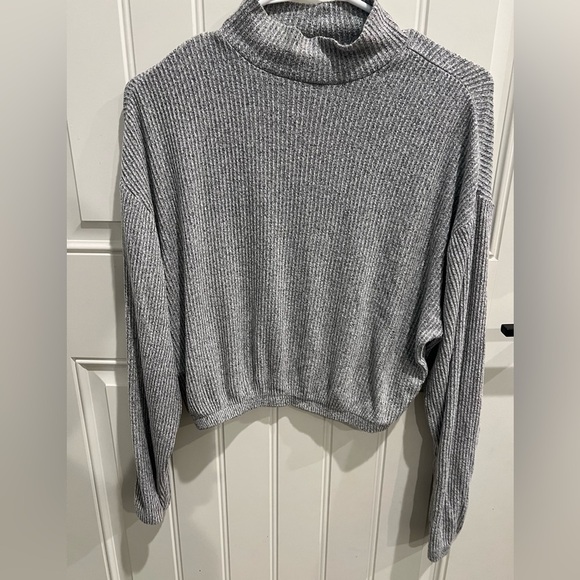 Garage Gray Crew Neck Ribbed Sweater - Picture 1 of 5